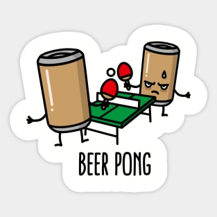 Beer pong cartoon ping pong table tennis beer can Sticker